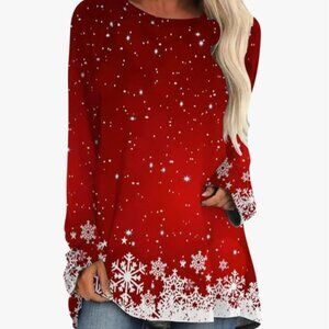 SNOWFLAKE HOLIDAY CHRISTMAS WOMEN'S TUNIC TOP XL LOOSE FIT